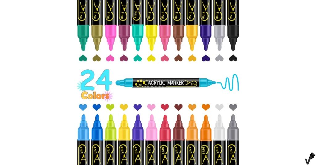 Betem 24 Colors Dual Tip Acrylic Paint Markers features