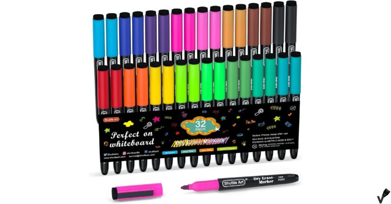 Shuttle Art Dry Erase Markers - 32 Pack 16 Colors