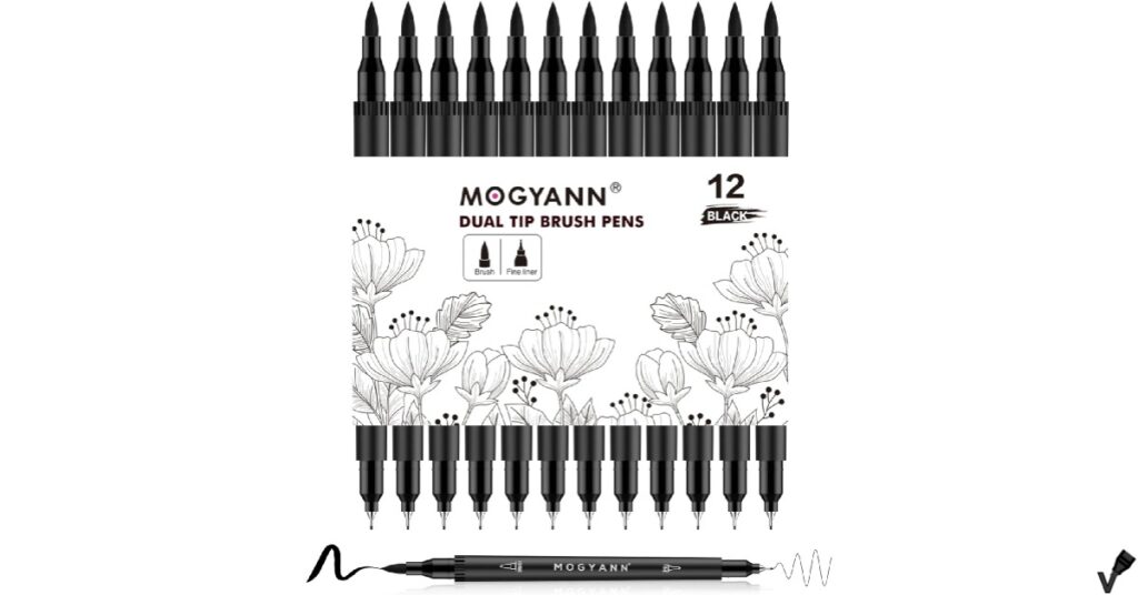 Mogyann Drawing Pens - Dual Brush Black Markers