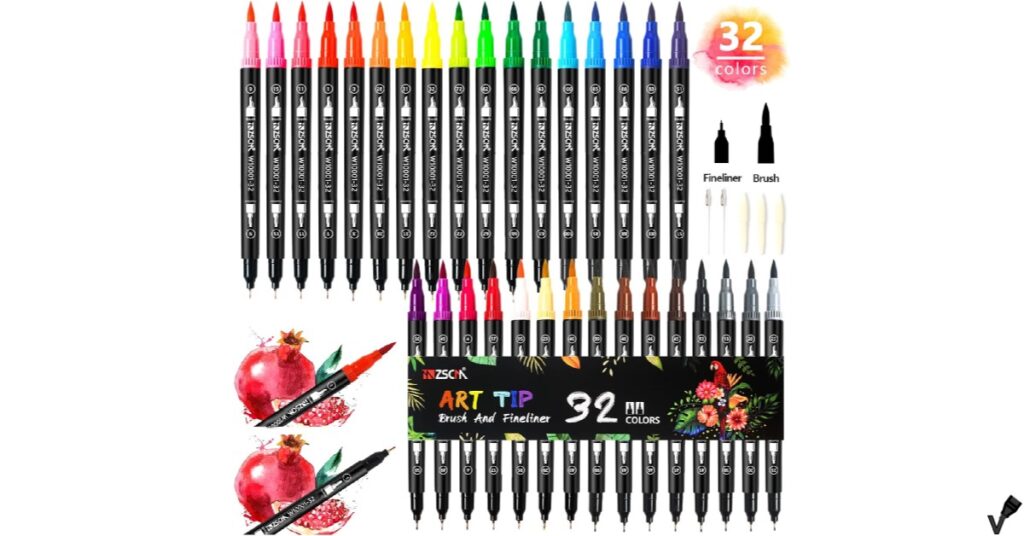 ZSCM Duo Tip Paint Markers Set - Fine Brush Tip